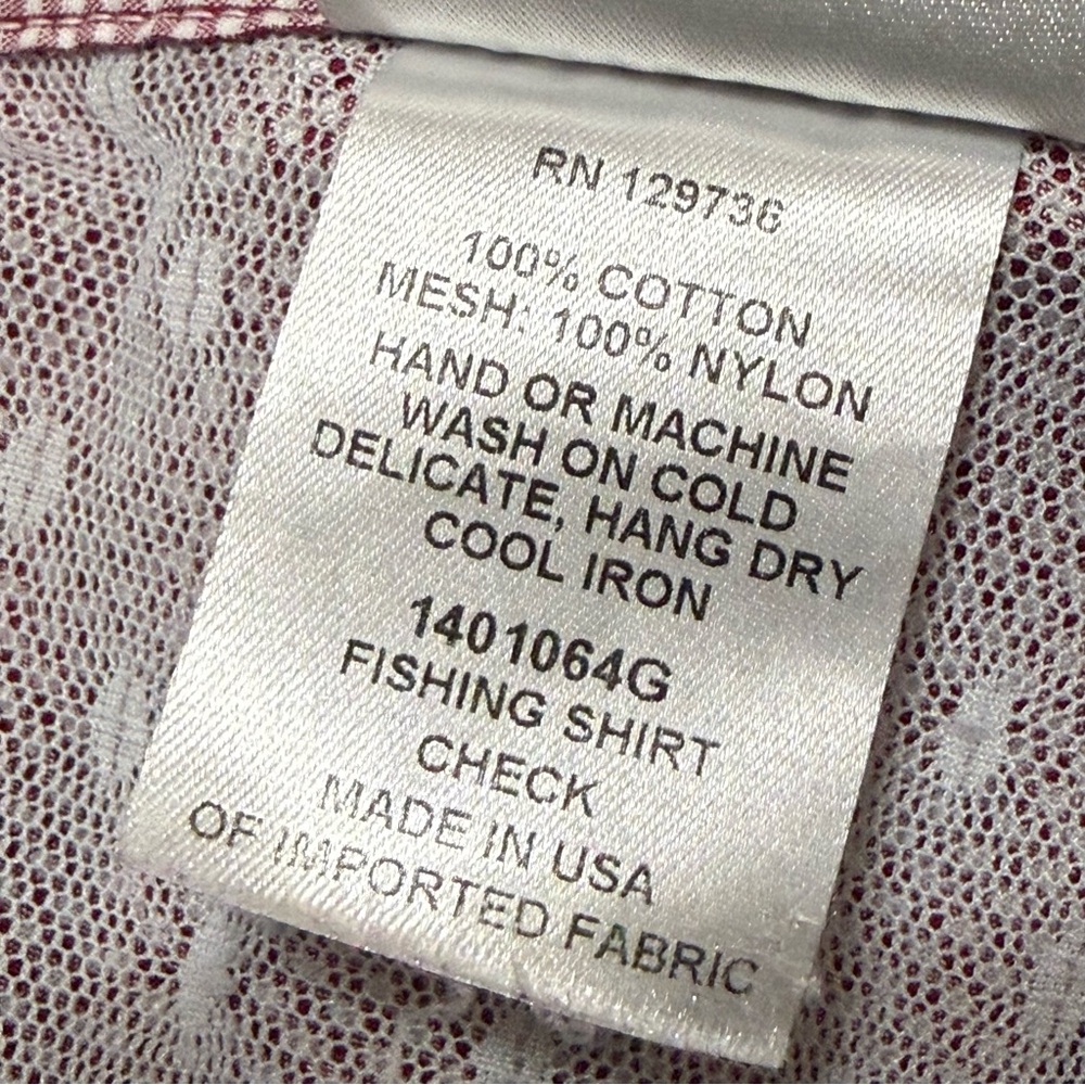Finley Fishing Shirt Burgundy Gingham Vented Made in USA Size XL - Picture 7 of 8